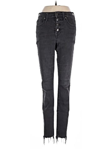 Madewell 9" Mid-Rise Skinny Jeans in Berkeley Black: Button-Through Edition (view 1)