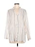 Zara Stripes Ivory Long Sleeve Button-Down Shirt Size M - photo 1