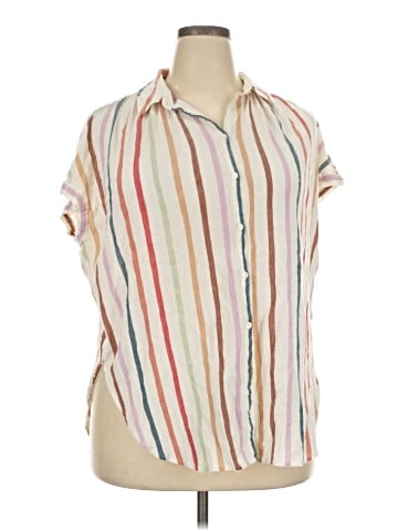 Madewell Gauze Central Tunic Shirt in Rainbow Stripe (view 1)