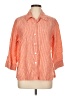 Chico's 100% Linen Stripes Orange 3/4 Sleeve Button-Down Shirt Size Lg (2) - photo 1