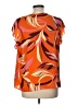 DR2 100% Polyester Orange Short Sleeve Blouse Size L - photo 2