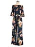 Assorted Brands 100% Polyester Floral Blue Jumpsuit Size S - photo 1