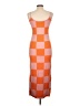 Unbranded 100% Polyester Argyle Orange Casual Dress Size L - photo 2