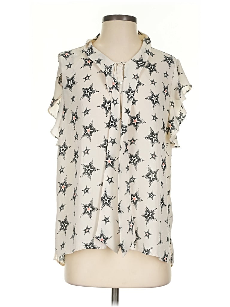 Pre-owned Zara Basic Short Sleeve Blouse In Ivory