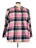 Lands' End 100% Baumwolle Plaid Pink 3/4 Sleeve Button-Down Shirt Size 22 - photo 1