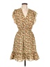 Lush 100% Polyester Floral Tan Casual Dress Size L - photo 1