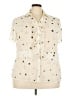 JM Collection Polka Dots Ivory Short Sleeve Blouse Size 22W - photo 1