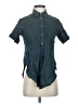 Theory 100% Linen Blue Short Sleeve Button-Down Shirt Size P (petite) - photo 1