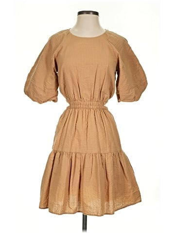 Madewell Seersucker Puff-Sleeve Cutout Mini Dress (view 1)