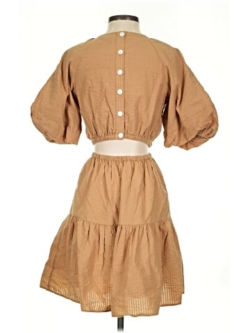Madewell Seersucker Puff-Sleeve Cutout Mini Dress (view 2)