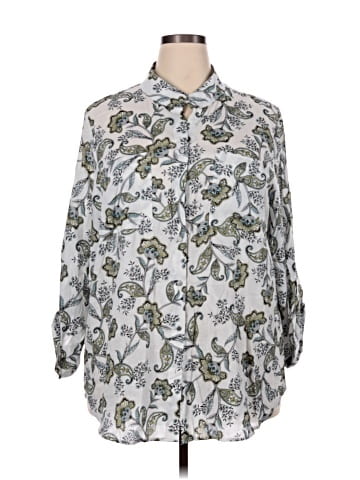 Unbranded 3/4 Sleeve Button-Down Shirt (view 1)