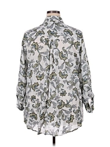 Unbranded 3/4 Sleeve Button-Down Shirt (view 2)