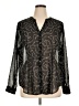 Torrid 100% Polyester Stars Black Long Sleeve Blouse Size 1X Plus (1) - photo 1