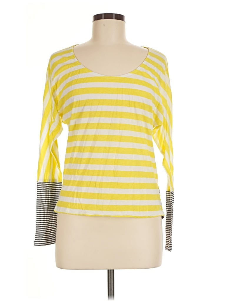Pre-owned Hurley 3/4 Sleeve Top Yellow Boatneck Tops