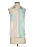 About A Girl 100% Polyester Color Block Teal Sleeveless Blouse Size S - photo 1