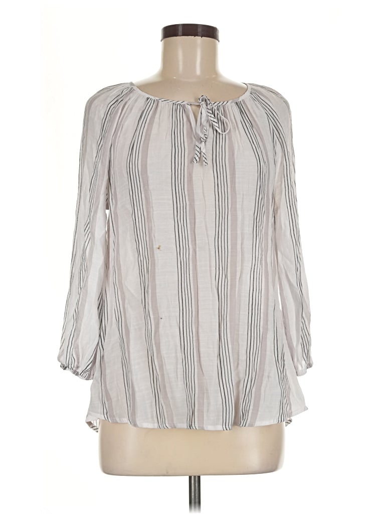 Pre-owned Fred David Long Sleeve Blouse In Ivory