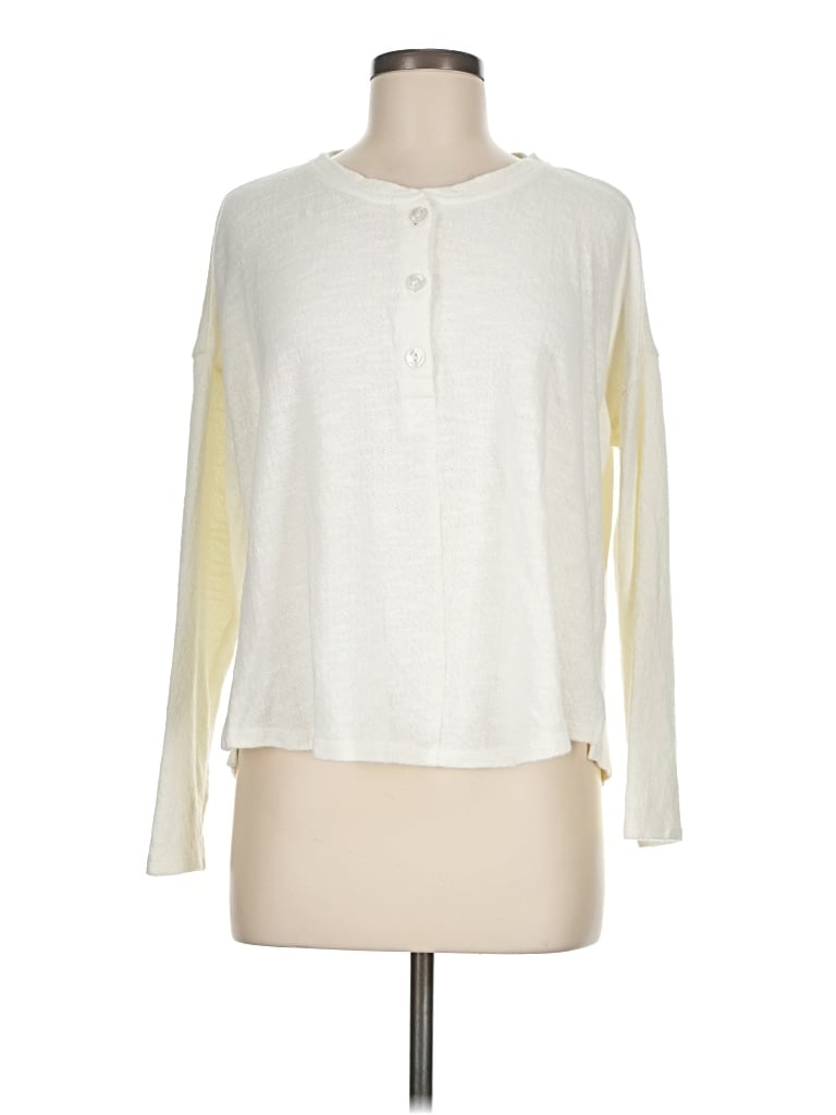 Pre-owned Lou & Grey Long Sleeve Henley Shirt In Ivory