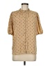 Ann Taylor 100% Polyester Polka Dots Tan Short Sleeve Blouse Size M - photo 1