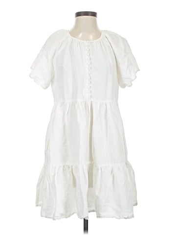 Madewell Linen-Blend Flutter-Sleeve Tiered Mini Dress (view 1)