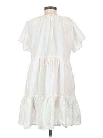 Madewell Linen-Blend Flutter-Sleeve Tiered Mini Dress (view 2)