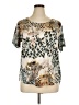 One World Animal Print Gold Short Sleeve Blouse Size 1X - photo 1