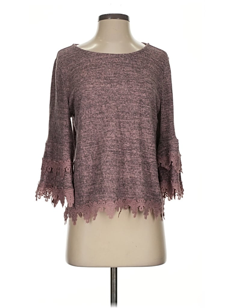 Pre-owned Sjs 3/4 Sleeve Top Burgundy Boatneck Tops