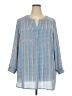 DR2 100% Polyester Stripes Blue 3/4 Sleeve Blouse Size 2X - photo 1