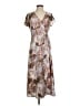 Halogen 100% Polyester Floral Brown Casual Dress Size S - photo 1