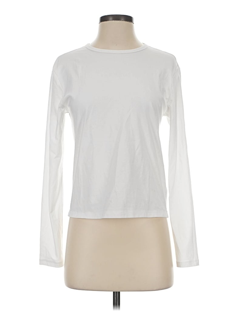 Pre-owned Athleta Long Sleeve T-shirt In White