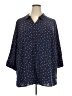 Catherines Stars Blue 3/4 Sleeve Button-Down Shirt Size 2X - photo 1