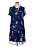 DKNY 100% Polyester Floral Blue Casual Dress Size 10 - photo 1