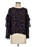 Madewell 100% Polyester Blue Ruffle-Sleeve Top in Climbing Vine Size S - photo 1