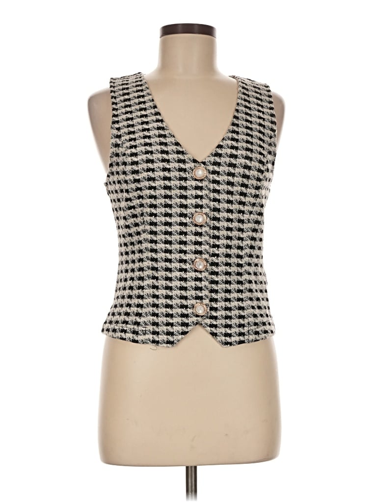 Pre-owned Porridge Sleeveless Top Ivory Plunge Neckline Tops