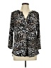 Dana Buchman Animal Print Black 3/4 Sleeve Blouse Size L - photo 1