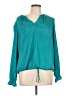 Left Coast by Dolan 100% Polyester Teal Long Sleeve Blouse Size L - photo 1