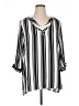 Unbranded 100% Polyester Stripes Silver 3/4 Sleeve Blouse Size XL (estimated) - photo 1