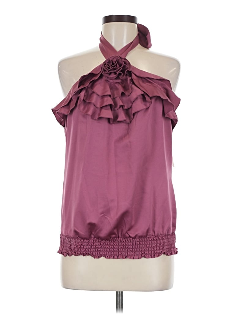 Eyeshadow Sleeveless Blouse In Burgundy
