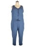T by Talbots Solid Blue Jumpsuit Size 2X - photo 1