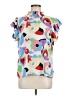 THML 100% Polyester Blue Short Sleeve Blouse Size M - photo 1