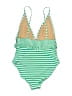 J.Crew Stripes Green One Piece Swimsuit Size 10 - photo 2