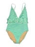 J.Crew Stripes Green One Piece Swimsuit Size 10 - photo 1