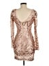 HEARTBEEPS 100% Polyester Metallic Tan Cocktail Dress Size M (estimated) - photo 2