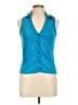 Sanctuary Blue Sleeveless Button-Down Shirt Size L - photo 1