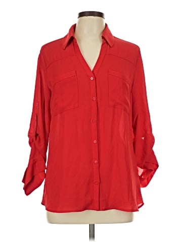 Express Outlet 3/4 Sleeve Button-Down Shirt (view 1)