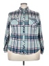 Eden & Olivia 100% Polyester Plaid Blue Long Sleeve Blouse Size 2X - photo 1