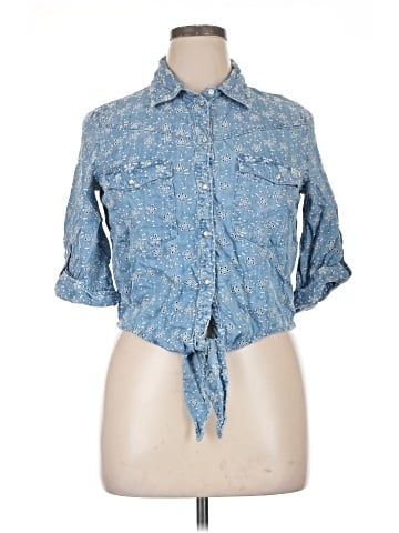 Guess 3/4 Sleeve Button-Down Shirt (view 1)