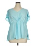 Torrid 100% Polyester Teal Short Sleeve Blouse Size 1X Plus (1) - photo 1