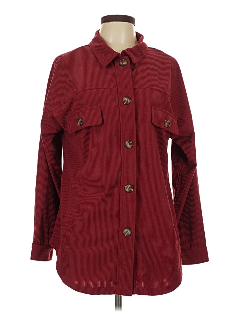 Pre-owned Unbranded Long Sleeve Polo Shirt In Burgundy