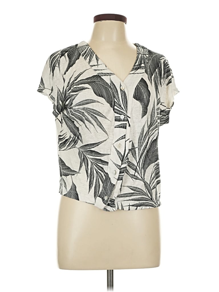 Pre-owned Tahari Short Sleeve Blouse In Ivory