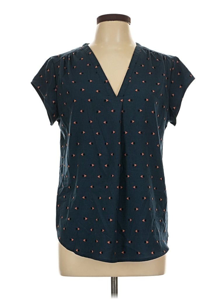 Pre-owned Fun2fun Short Sleeve Blouse In Teal